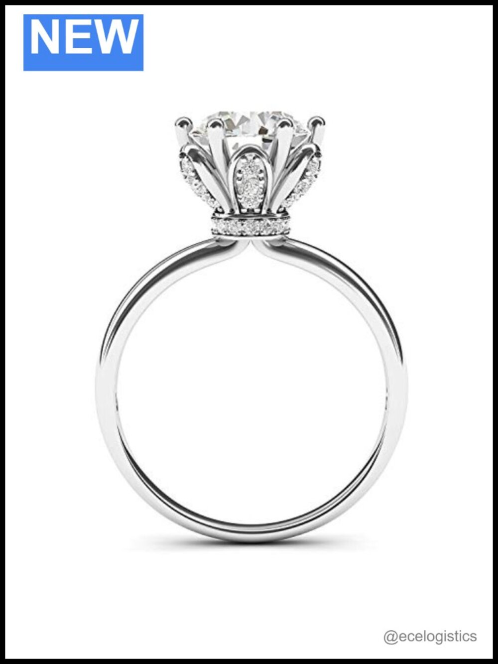 Sterling Silver Flower Engagement Ring 2CT Simulated Diamond 6-Prong